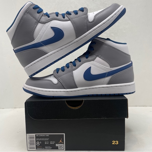 Nike Air Jordan 1 Retro Mid “True Blue/Cement Grey” 2023 - Picture 3 of 4